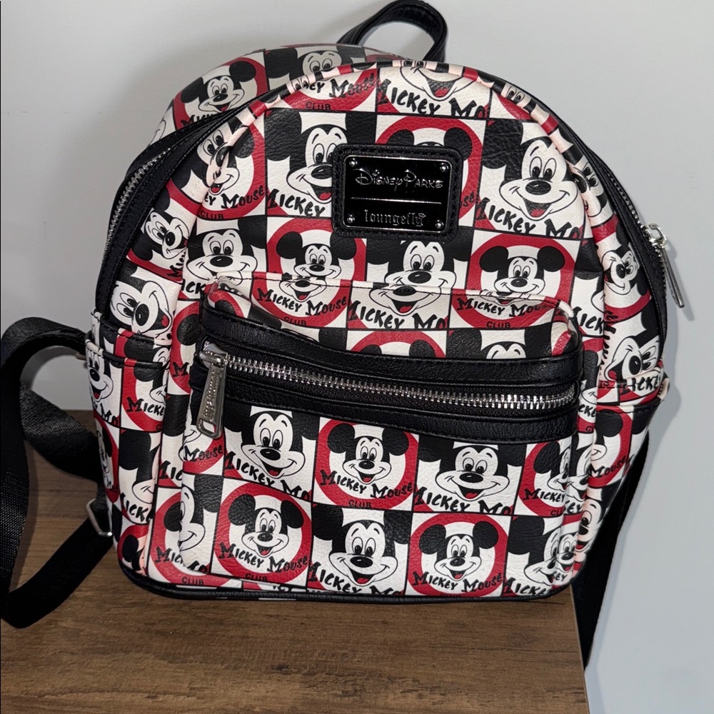 Loungefly Mickey Mouse Checkered Backpack - Red, … - image 1